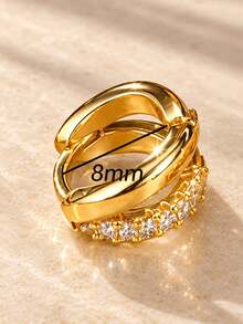 ZCNC 3/1pcs Women's Niche Design Hexagram Stud Earrings Set, Low Allergy, Daily Wear Accessory, Halloween/Christmas Thoughtful Gift - Gold - View 8