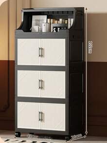 48cm/18.9in Wide Plastic Storage Cabinet, Multi-Layer Foldable Storage Box, Kitchen Sideboard, Kitchen Storage Rack, Living Room Toy Cabinet, Gap Storage Cabinet, Kitchen Narrow Gap Storage Cabinet, Christmas Gift, Storage Box - Black - View 13