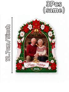 Custom Personalized Photo Christmas Fridge Magnets, Personalized Name Family Photo Fridge Stickers, Custom Holiday Commemorative Decorations, Christmas Gifts For Couples And Families, Home Holiday Decoration Magnets, Kitchen Decor, Home Decor, - Multicolor - View 17