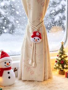 2pcs/1set Holiday Cartoon Style Knitted Curtain Tiebacks, Featuring Reindeer, Christmas Stocking, Snowman And Bow Patterns, Suitable For Living Room, Bedroom, Dining Room, Cafe, Hotel And Vacation Rental - one-size - View 10