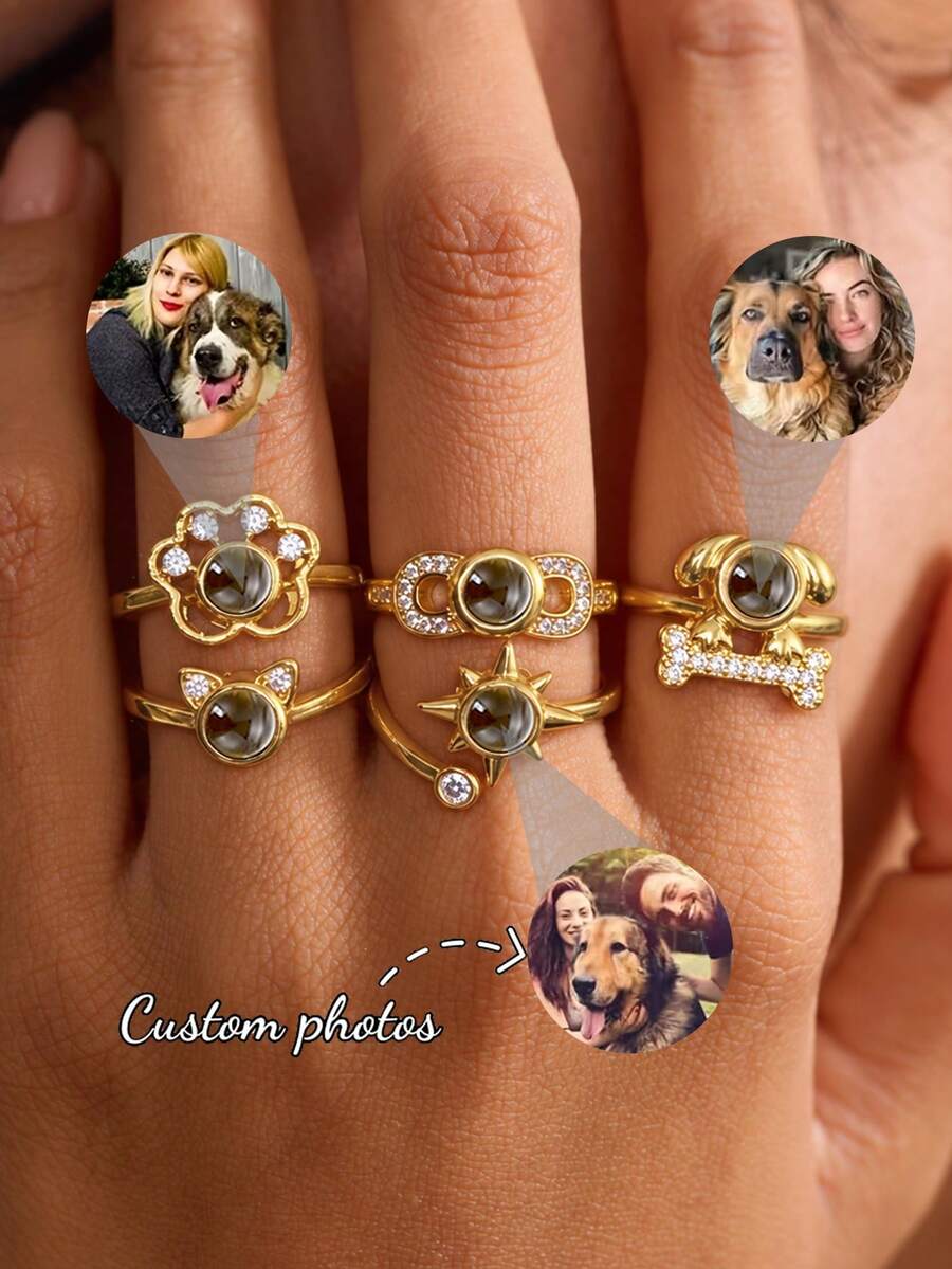Cincin Proyeksi Foto Jejak Kaki Hewan Peliharaan yang Dapat Disesuaikan, Cincin Pasangan Terbuka yang Dapat Disesuaikan, Berkilau, dan Dipersonalisasi dengan Gambar Kenangan Tertanam, Cincin Ulang Tahun Pernikahan Berbentuk Tulang Anjing yang Lucu, Cincin Proyeksi Foto Apa Pun yang Dapat Disesuaikan, Hadiah Natal Sempurna untuk Istri dan Pasangan, Hadiah Ulang Tahun, Perhiasan Pernikahan, Cocok untuk Pemakaian Sehari-hari Unisex, Hadiah Hari Ibu - Emas/Perak - View 1