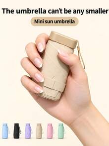 60% Off Mini Folding Umbrella, Windproof Sun Protection Beach Umbrella With Protective Case, Compact And Portable, Lightweight Design, Suitable For Travel, Hiking And Daily Use, Holiday Birthday Gift, Travel Sun Umbrella - Multicolor - View 1