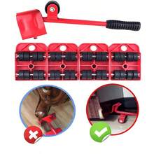 1 Set Furniture Moving Slider Kit, Heavy Duty Furniture Lifter With 4 Caster Pads, 360° Rotating Mover, Suitable For Sofa, Cabinet, Refrigerator And Various Home Appliances, Floor Protection, Easy To Operate By One Person - A - View 9