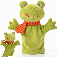 1Pc Cute Green Frog Hand Puppet Plush Toy Kindergarten Puppet Show Prop Storytelling Role Play Interactive Teaching Aid Soft Short Plush Movable Hands Christmas Birthday Gift Random Style - Multicolor - View 1