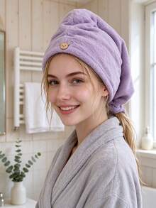1pc Random Color Thick Quick-Dry Hair Towel Cap, Super Absorbent - Multicolor - View 6