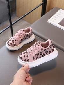 1 Pair Kids' Retro Versatile Star Pattern Leopard Print Sneakers, New Autumn Outdoor Casual Shoes For Boys And Girls - Pink - View 3