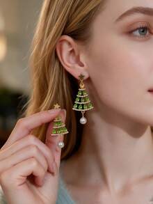 1 Pair Exquisite Fashion Glass Geometric Earrings Suitable For Women To Wear At Christmas Party - Multicolor - View 5