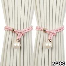 2pcs Curtain Tie Backs With Large Pearl Decor, Luxury Storage Rope Tie Bundling Strap, Curtain Buckle Ring Tie Rope - Multicolor - View 7