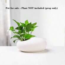 1pc Nordic Style Desktop Ceramic Flower Pot, Minimalist Textured Design. Suitable For Living Room (Placed Next To Sofa), Can Also Be Used As Ashtray, Also Suitable For Balcony Greenery Flower Pot, Seedling Pot, And Office. - Pebble Planter - View 8