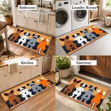 1pc Kitchen Floor Mat, Soft Faux Cashmere Material, Anti-Slip Dog Mat, Bathroom Door Mat, Kitchen Anti-Slip Mat, Entryway Door Mat, Bedroom Door Mat, Suitable For Multiple Scenes Anti-Slip Floor Mat, Room Decor, Holiday Gift - Multicolor - View 10