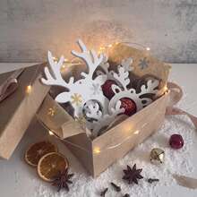 Cetakan Silikon Pemegang Hiasan Rusa Natal, Cetakan Kerajinan Resin Epoksi & Plaster DIY untuk Ornamen Gantung Pohon Natal & Dekorasi Hadiah Liburan - Cetakan rusa kutub - View 3