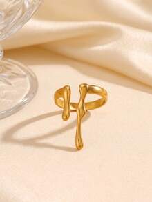 4pcs/Set Women's Gold Minimalist Geometric Open Rings, Asymmetrical Unique Design, Suitable For Daily Wear And Party - Gold - View 6