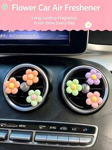 Cute Cartoon Flower Car Air Vent Decor, Car Air Conditioner Outlet Ornament - A - View 4
