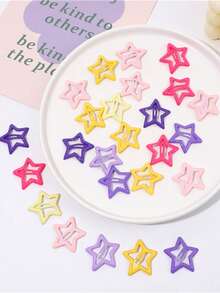 5pcs Dopamine Macaron Five-Pointed Star Hair Clips, Halloween Hair Accessories, Hair Clips, Christmas Fairy Accessories, Suitable For Women - Multicolor - View 4