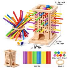 Fun Balance Tower Stick Pulling Tabletop Game, Parent-Child Interactive Battle, Tests Focus And Judgment Skills. Roll Dice To Draw Colored Sticks, Be Careful Not To Let The Ball Drop. Complete Accessories, Simple Yet Brain-Burning Gameplay, Fun Desktop Game For Family Gatherings And Parties - Multicolor - View 6