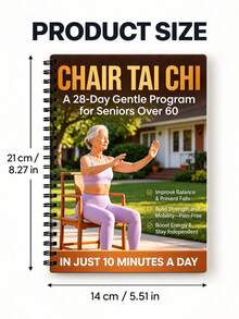 1 Copy "Tai Chi Chair Guide For Seniors: Suitable For People 60 And Above" - 28-Day Gentle Daily Training Plan, Spiral-Bound Seated Exercise Manual, Applicable For Balance Training, Fall Prevention, Strength And Flexibility Improvement - Multicolor - View 11