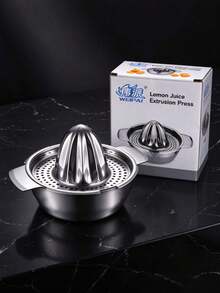 Stainless Steel Manual Juicer, Fruit Lemon Orange Presser, Hand-Pressed Small Portable Citrus Juicer, Easy Squeeze, With Bowl-Shaped Container, 2 Spouts, Bowl Design, Easy To Clean, Suitable For Outdoor Gatherings, Halloween, Christmas - Silver - View 13