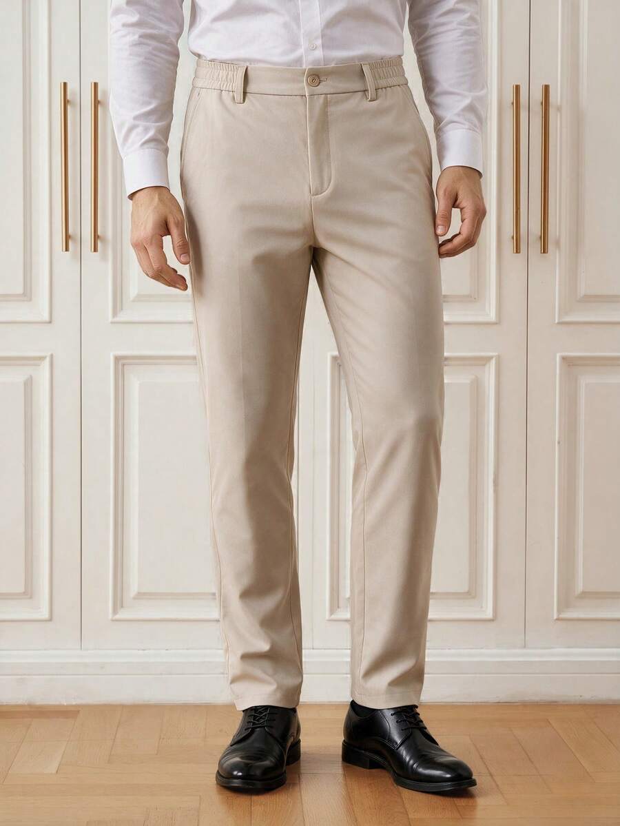 Officeau Men's Camel Straight Leg Dress Pants, For Business Casual/Commuting, Gift For Father/Husband - Camel - View 1