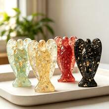Angel Figurine, Natural Crystal Crushed Stone Resin Decor, - Multicolor - View 4