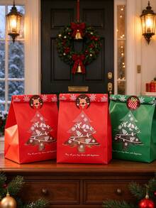 40/20/1pc Christmas Gift Packaging Bags, Christmas Tree Pattern Design, With Stickers, Suitable For Holiday Small Gift Packaging, Christmas Party Favors, Corporate Holiday Gifts, Handmade Crafts Storage, Home Christmas Table Decoration - One Size Fits All - View 3