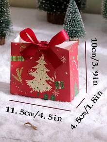 10pcs/Set Christmas Gold Foil Square Gift Box/Creative Candy Gift Box - High-End Printed Christmas Tree Gift Box - View 4