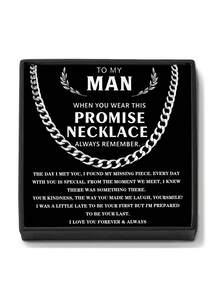 1pc Promise Necklace Chain For Men, With Card And Gift Box, Birthday Gift, Christmas Gift - To My Man - View 1
