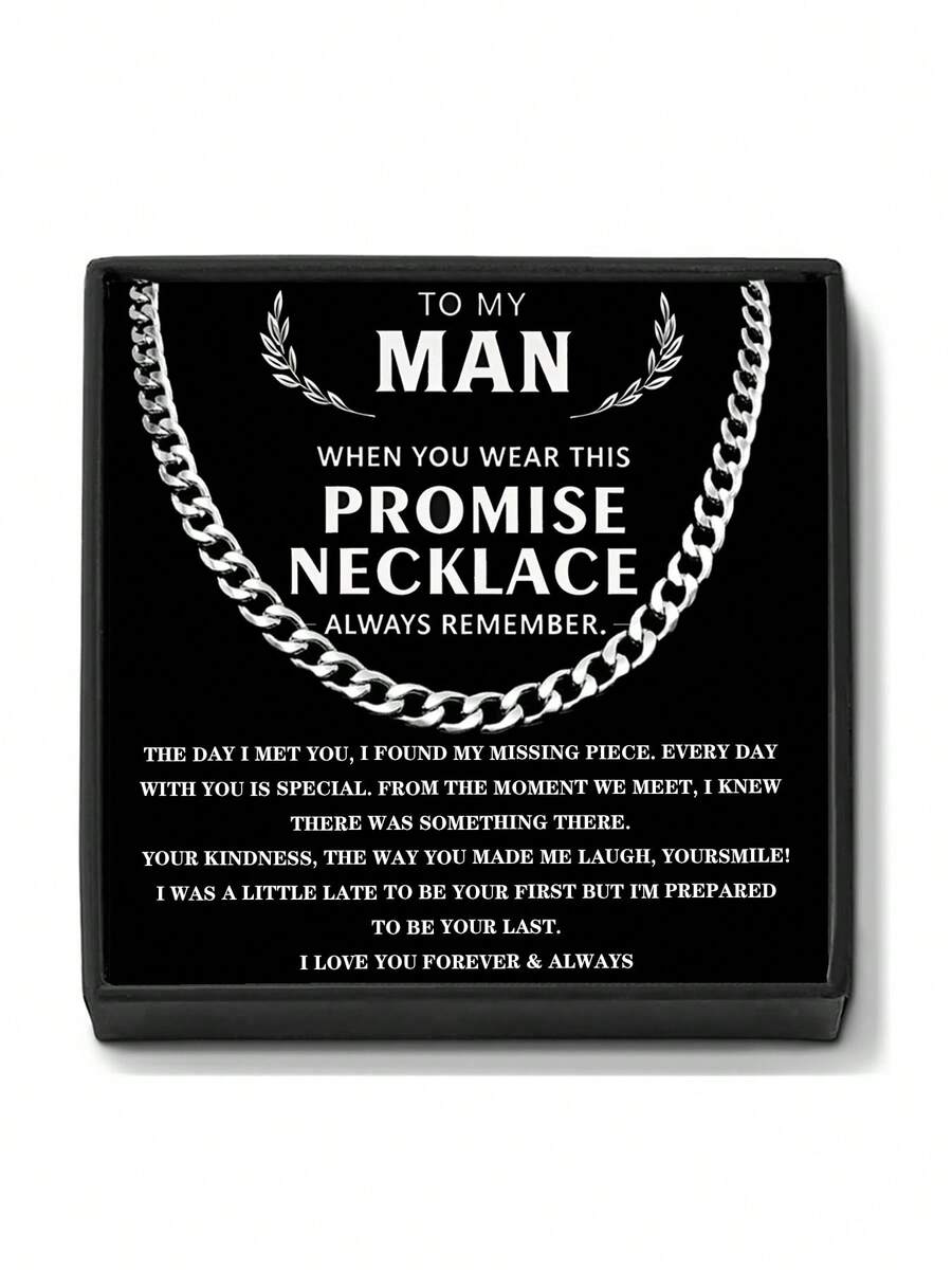 1pc Promise Necklace Chain For Men, With Card And Gift Box, Birthday Gift, Christmas Gift - To My Man - View 1