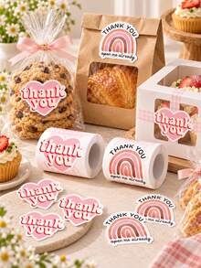 1 buah Stiker Dekoratif Kemasan Makanan Natal, Label Terima Kasih Meriah, Stiker Segel Liburan Lucu untuk Kantong Kue, Kotak Hadiah, Kemasan Makanan Pesta - Berwarna merah muda - View 8
