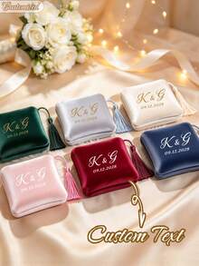 Personalized Velvet Tassel Jewelry Box, Customizable Portable Soft Multi-Functional Jewelry Storage Box, Elegant Wedding Jewelry Packaging Box, Suitable For Proposal Engagement Ceremony, Jewelry Box - Multicolor - View 5