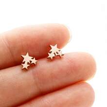 1 Pair Stainless Steel Earrings, Star Earrings ,Minimalist And Fashionable Mini Earrings, Suitable For Daily Wear - GED016 - View 10