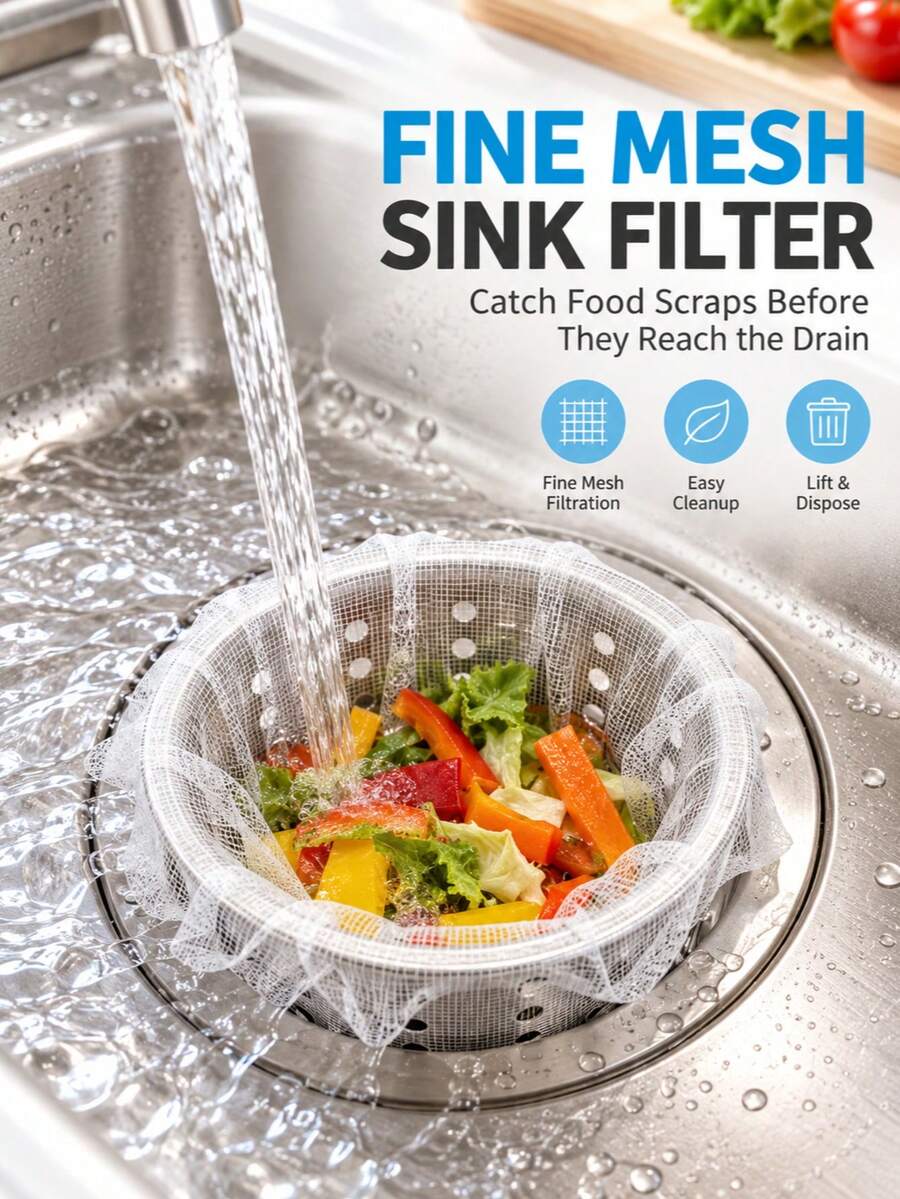 Replaceable Filter - Fine Mesh, Suitable For Kitchen Sink And Drain, Vegetable Washing - Anti-Clogging, Easy To Clean - Durable Pipe And Food Preparation Strainer, Suitable For Small Openings, Kitchen Sink Filter, Practical Kitchen Utensil - A - View 1
