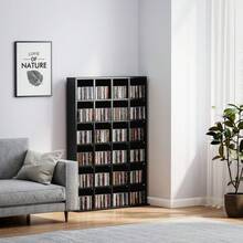 CD Storage Unit With Adjustable Shelves, 89 X 130.5, Black - Black + Engineered Wood - View 8