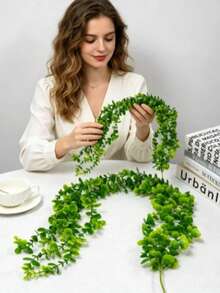 Artificial Hanging Potted Plants, Suitable For DIY Flower Wall, Scene Decoration, Living Room And Bedroom Vase Decor, Wedding, Party, Home Decor, Desktop Ornament, Hanging Garden, Porch, Windowsill, Outdoor Decor, Halloween, Christmas Decoration - Green - View 12