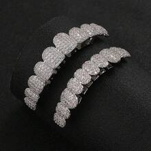 Hip Hop Grillz Teeth Jewelry Rhinestone Decorated Gold Silver Electroplated Brass Party Accessory - Multicolor - View 16