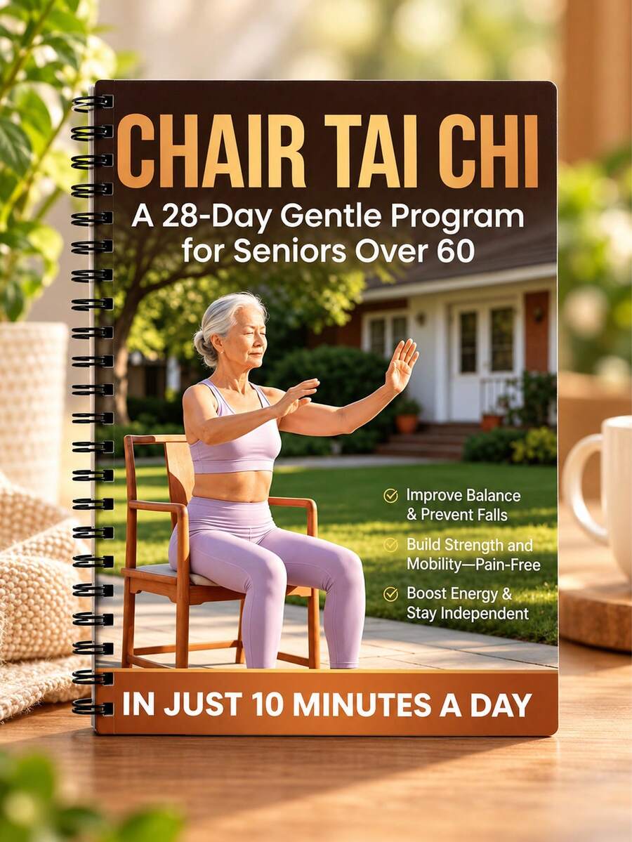 1 Copy "Tai Chi Chair Guide For Seniors: Suitable For People 60 And Above" - 28-Day Gentle Daily Training Plan, Spiral-Bound Seated Exercise Manual, Applicable For Balance Training, Fall Prevention, Strength And Flexibility Improvement