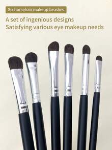 INYUSUN 6pcs Mini Eyeshadow Brush Set, Blending & Application Makeup Tools, Portable Travel Makeup Brushes, Suitable For Beginners - Black - View 3