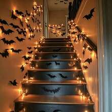 Halloween 3D Bat Wall Decor, Reusable! Scary Decoration, 4 Sizes Halloween Decoration Suitable For Halloween Party Trick Or Treat And Home Decor, Room Decor. - View 1