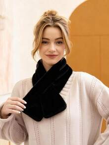 Women's Faux Fur Collar Scarf, Winter Warm Neck Warmer, Women's Cold Weather Neck Protection Scarf - Multicolor - View 8