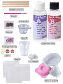 Taba Squishy Making Kit-Super Soft Silicone Rubber 1:1 AB Squishy Resin Gel Soft Liquid Squishy Silicon Rubber Making Decompression Gift DIY Craft Squish Making Pack For Enthusiasts - Set - View 8