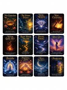 1PC 50 Starry Sky Healing Energy Cards English Mind Guide Cards - Multicolor - View 7