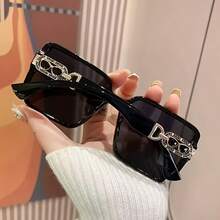 1 Pair Fashion Women's Oversized Gradient Decorative Glasses, Large Square Shield Style, Glitter Accents, Fashion Accessory, Design - Multicolor - View 9