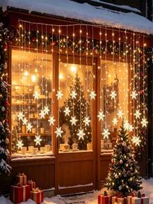 1pc Snowflake Curtain String Lights, Multi-Functional LED Decorative Lights, Suitable For Various Scenes Including Bedroom, Storefront, Window Display, Wedding, Birthday Party, Stage Event, Christmas And Home Decor - Curtain String Lights - View 7