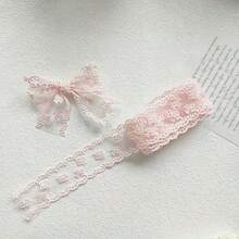 Pita Renda Jala Bordir Kupu-kupu Kecil Lebar 1,5 inci (3,8 cm), Pita Gelombang Berongga Semi-Transparan Aneka Warna, Aksesori Rambut DIY Buatan Tangan, Hiasan Pinggiran Pakaian, Bahan Kemasan Hadiah, Pita Dekorasi Pernikahan - Beraneka warna - View 8