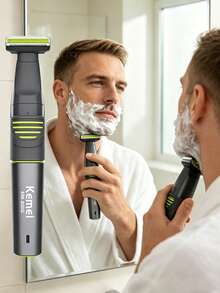 Kemei Electric Shaver Multifunctional Men's Shaving Kit IPX5 Waterproof Rechargeable Shaver Wet & Dry Use Detachable Blade Head Easy To Clean With Nose Hair Trimmer Men's Gift KM-800G - Grey - View 3