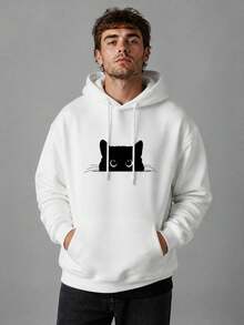 Sudadera con capucha nueva para hombre, diseño con estampado creativo, ropa otoño‑invierno, excelente opción de regalo - Blanco - Ver 4