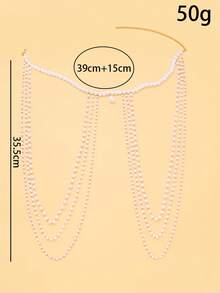 1pc Tassel Shoulder Chain, Personalized High-End Multi-Layer Pearl Body Chain, Party Accessory - Multi-story - View 2