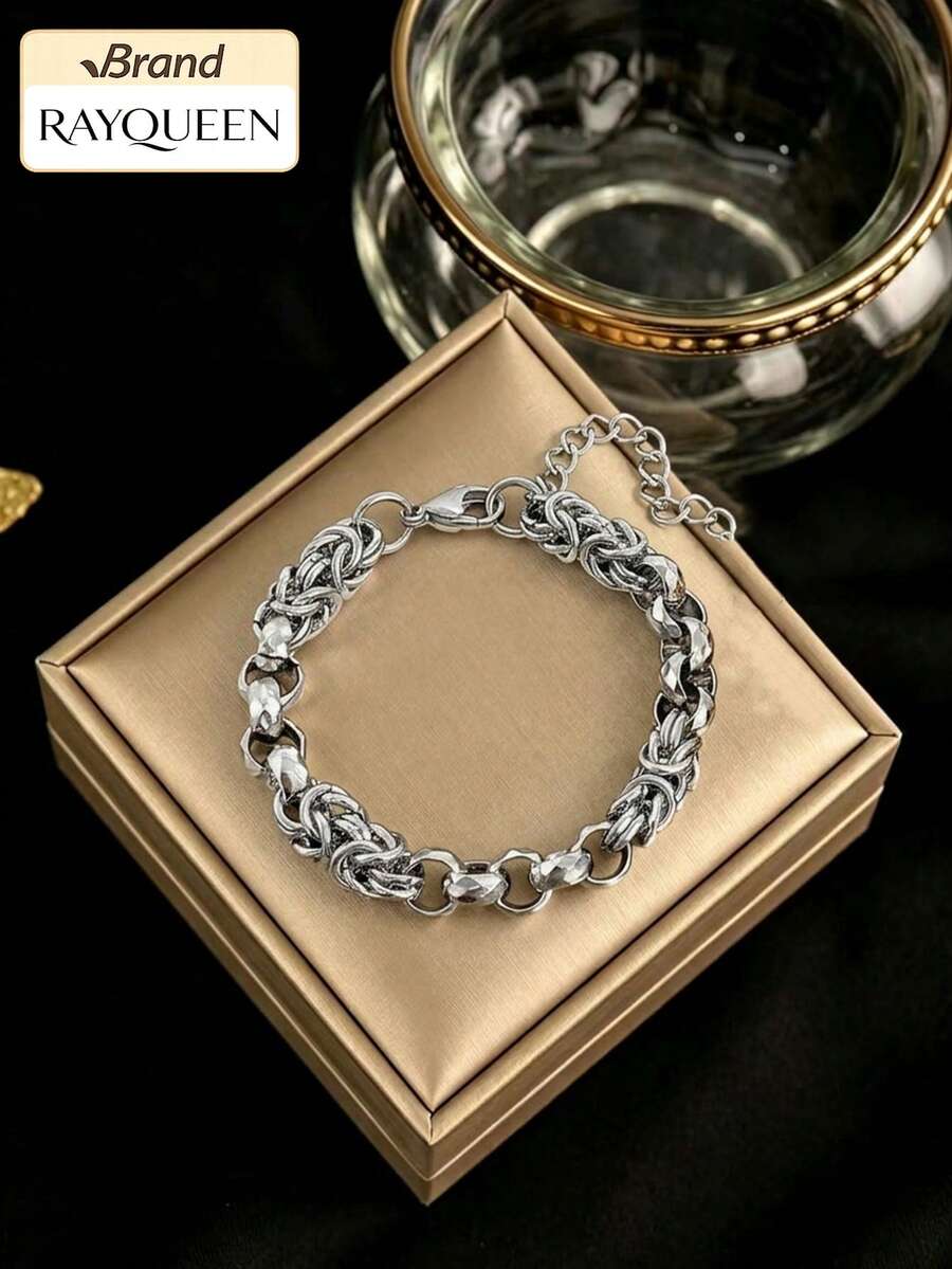 RAYQUEEN 1pc Stainless Steel New Hip-Hop Personalized Chain Geometric Design Bracelet For Women, Suitable For Daily Wear - Bracelet - View 1