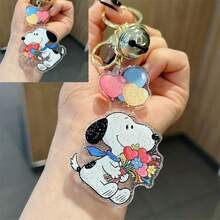 SNOOPY 1pc Creative Cartoon Acrylic Keychain, Cute Key Chain For Men And Women, Bag Charm, Stationery Accessory, Holiday Decoration, Halloween Gift (Random Style) - Multicolor - View 2