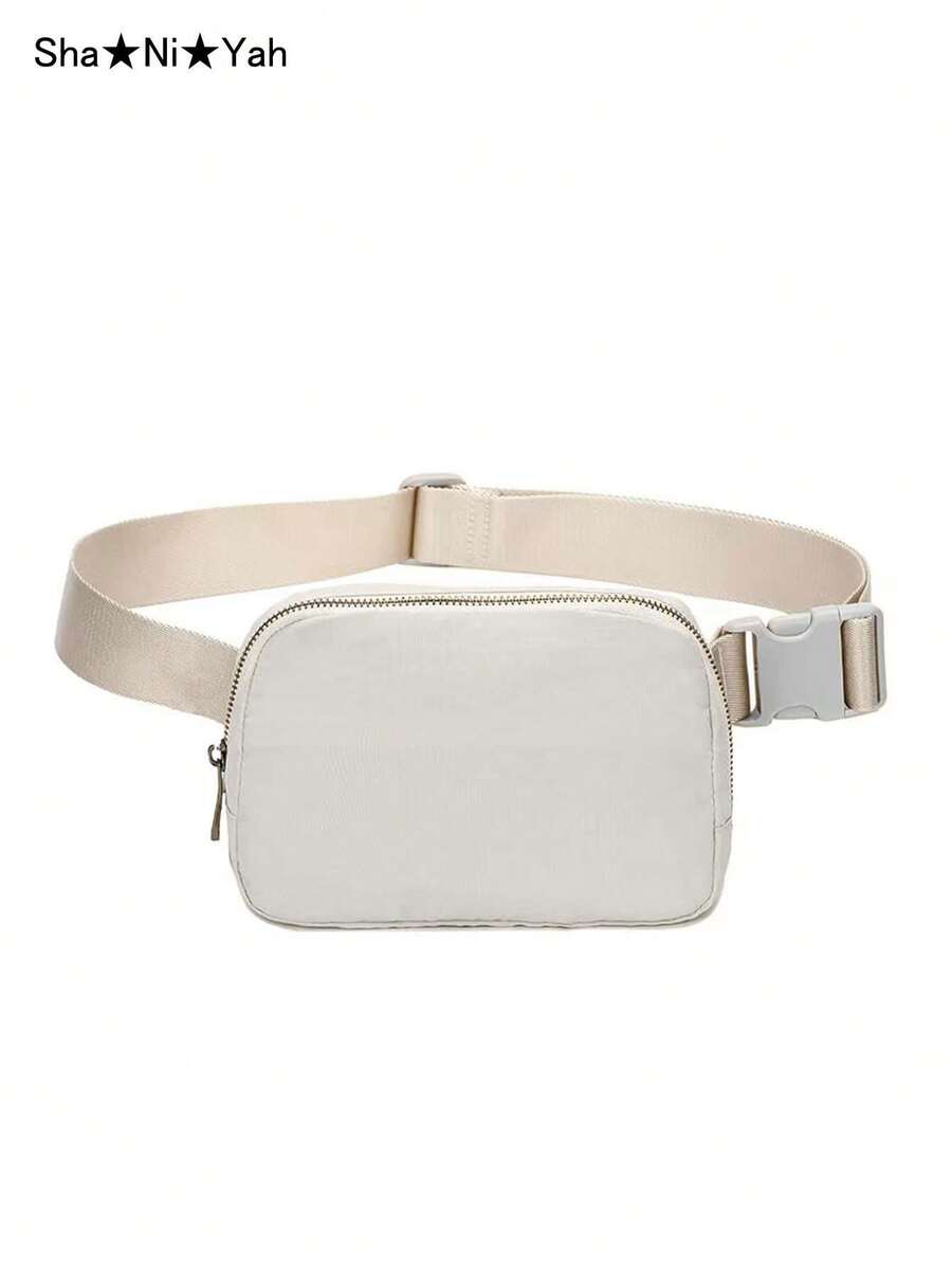 Zip Front Waterproof Bum Bag - Beige - View 1
