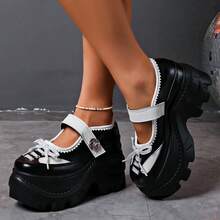2026 New Women's Fashion Comfortable Thick Sole Height-Increasing All-Season Mary Jane Casual Shoes - Black - View 5